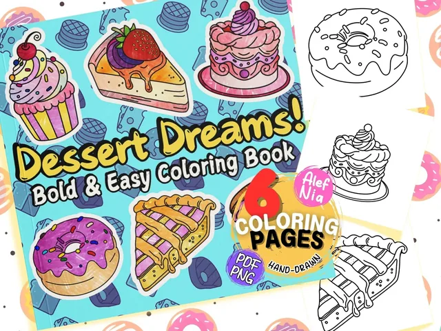 Sweets & Desserts Bold and Easy Coloring Book — تصویر 1